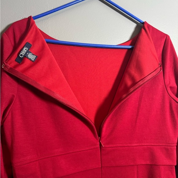 Chaps Red Crew Neck Sheath Dress for Work - Picture 4 of 8